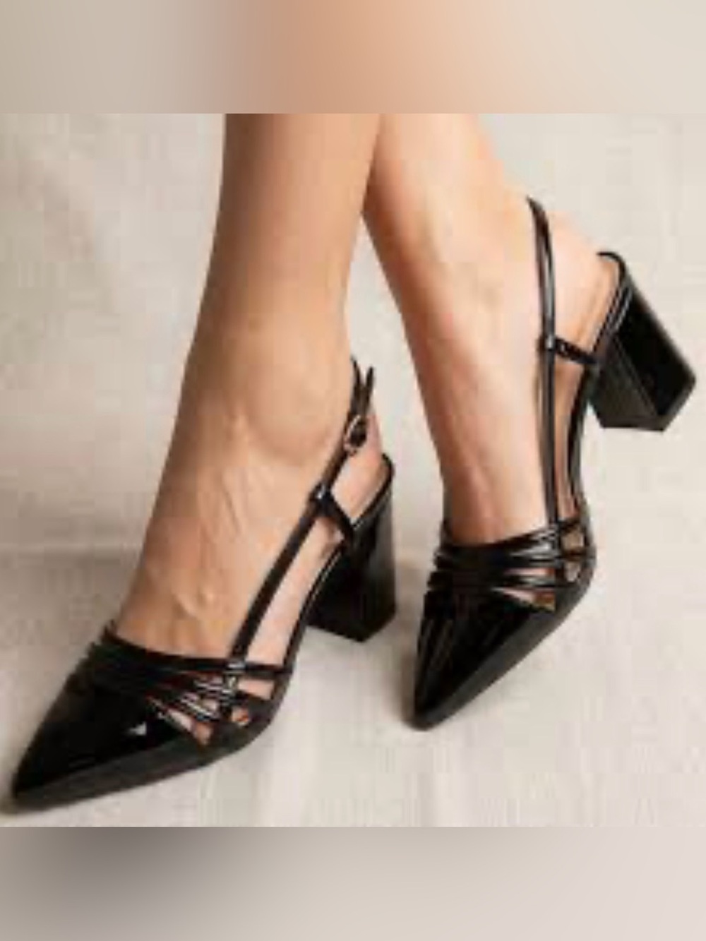 BAMBOO Black Strappy Block Heels